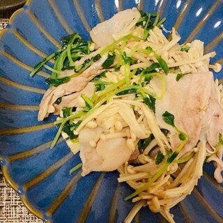 豚バラえのきと豆苗のレンジ蒸し♡簡単♡節約